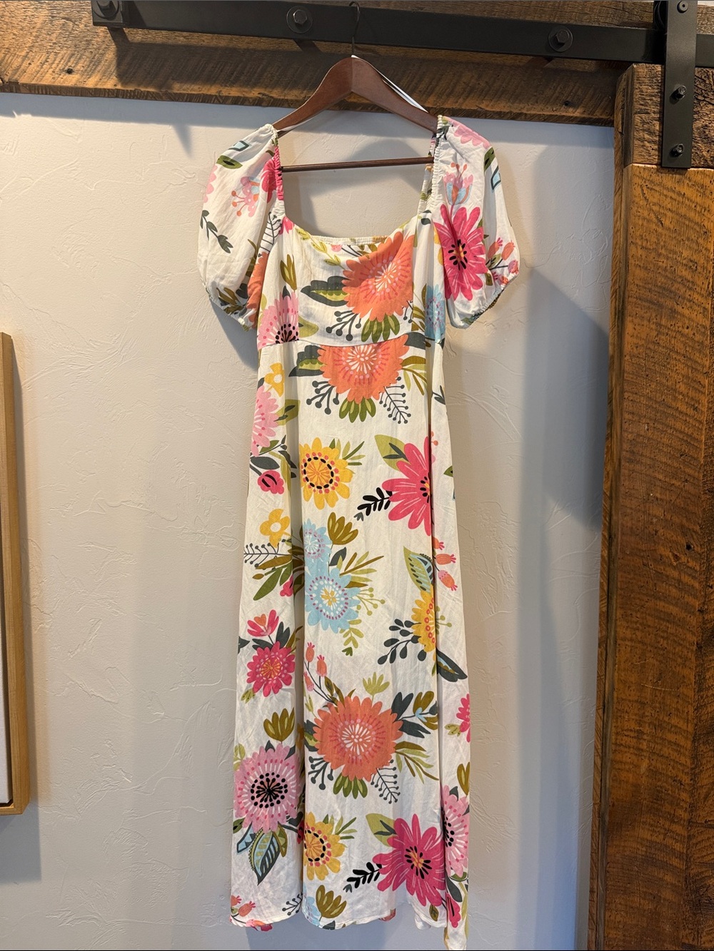 NWT Blu Pepper Maxi Dress with Pink, Orange and Yellow Floral Print